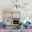 Ventilateur de plafond moderne Eustolio 52 po avec éclairage et télécommande, moteur CC réversible, lumière DEL à intensité variable, ventilateur de plafond chromé à 6 vitesses pour salon-487085836