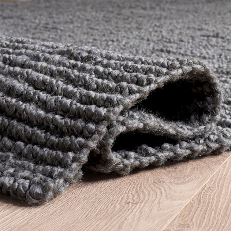 Ame Natural Fiber Hand Woven Jute Solid Color Rug