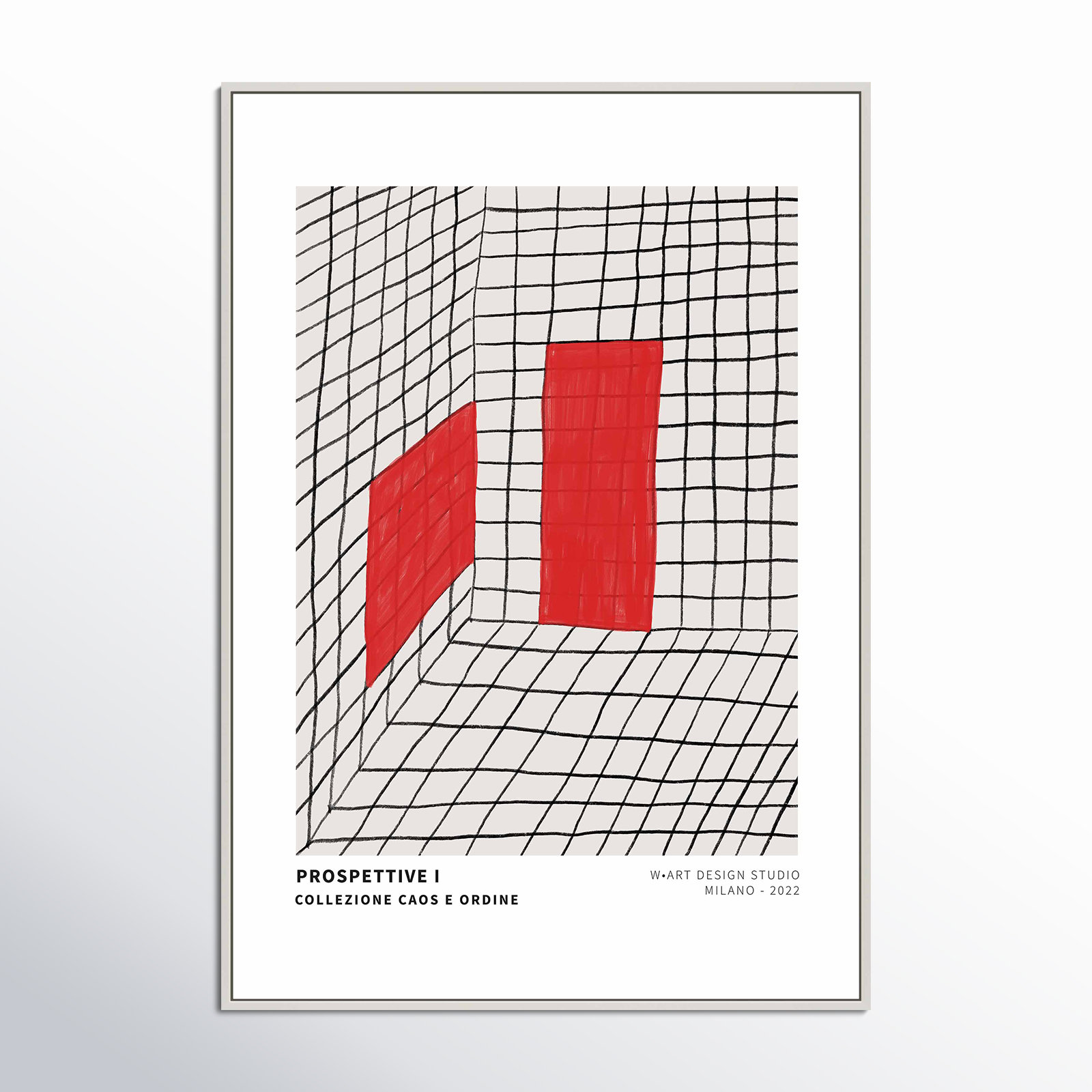 Red Perspective by Romina Gadler, 20" H x 14" W x 1.25" D, White Framed Canvas