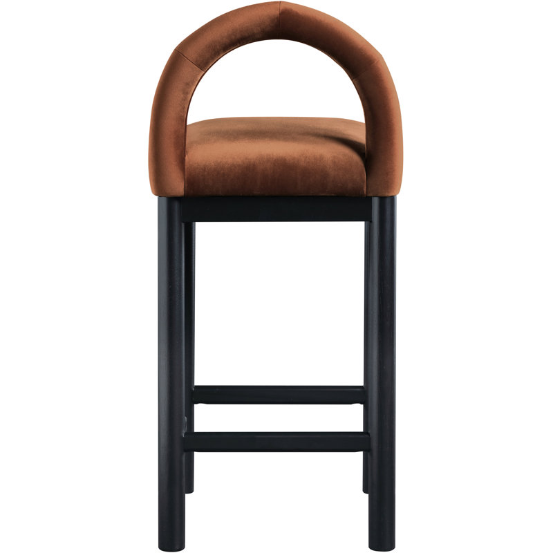 Conrad Letcher Velvet Counter Stool, Cognac Velvet Seat/Black Frame