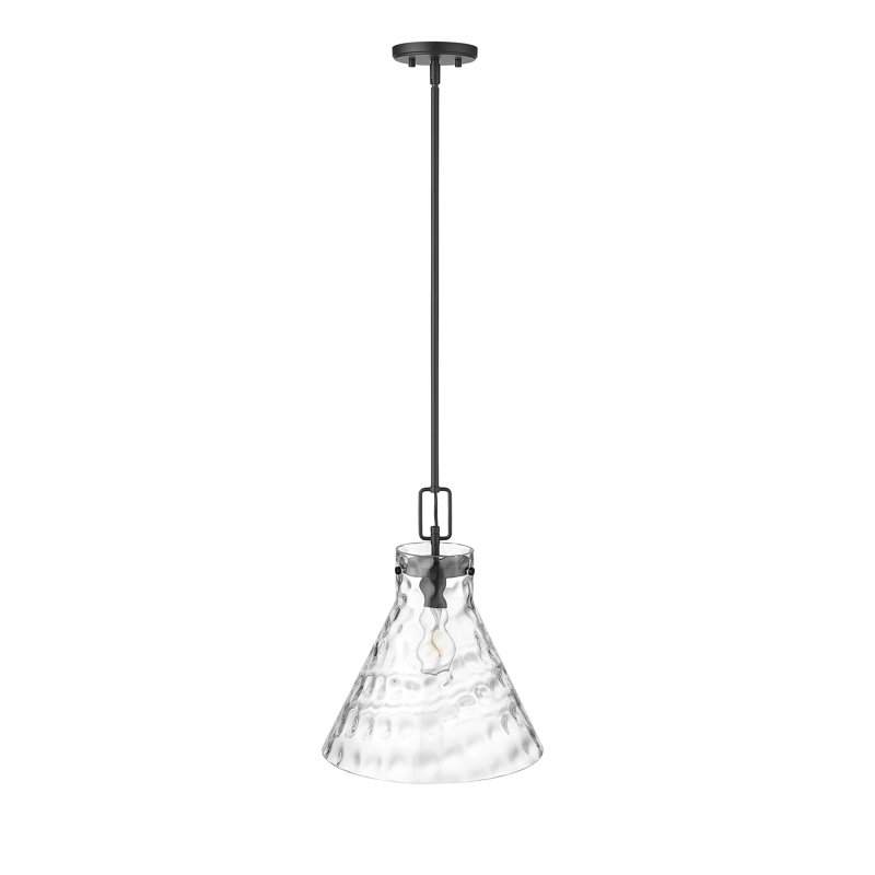 Luminaire suspendu conique à 1 lumière Kamaj, Noir mat