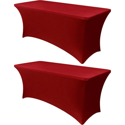 Obstal 6Ft Stretch Spandex Table Cover For Standard Folding Tables - 2 Pack Universal Rectangular Fitted Tablecloth Protector For Holiday Party,