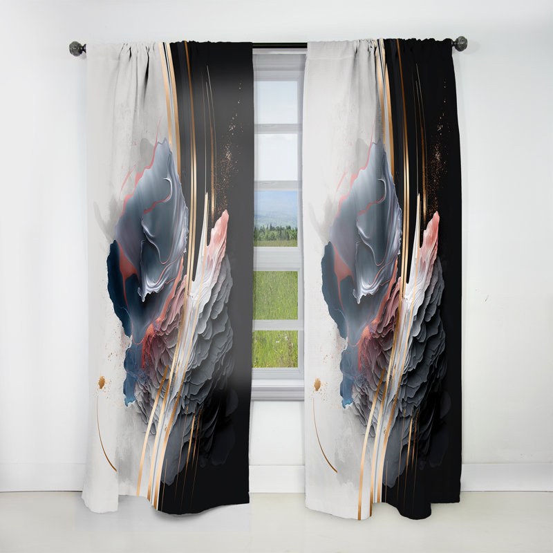 Libourne - or rose et noir Transcendant II - rideau moderne - velours obscurcissant - 1 panneau, L 52 po x L 108 po