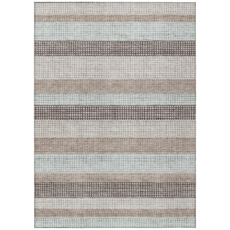 Machine Washable Indoor/Outdoor Xhevrie Taupe Rug