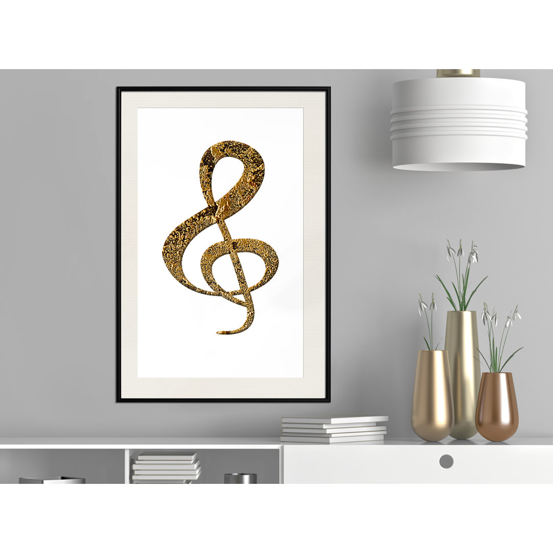 Gerahmter Grafikdruck Golden Treble Clef