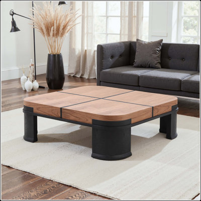 Table basse française rétro classique - placage de noyer et d'orme