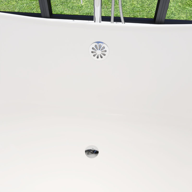 66.3'' x 30.42'' Freestanding Soaking Acrylic Bathtub, White