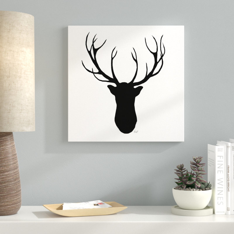 «Deer Head Silhouette», impression, H 18 po x l 18 po x P 1 po, Toile tendue