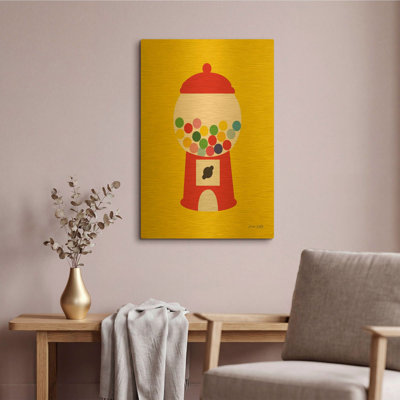 «Gumball Machine» par Ann Kelle, art mural en métal doré, 16 po x 24 po