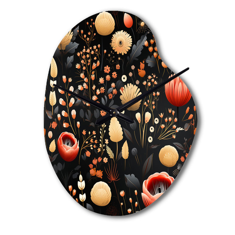 Motif floral Bohemian Bliss - horloge en métal de forme irrégulière, horloge asymétrique, Petit