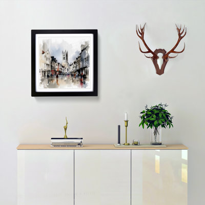 City Of Canterbury Gestural Art - Single Picture Frame Print on Wood