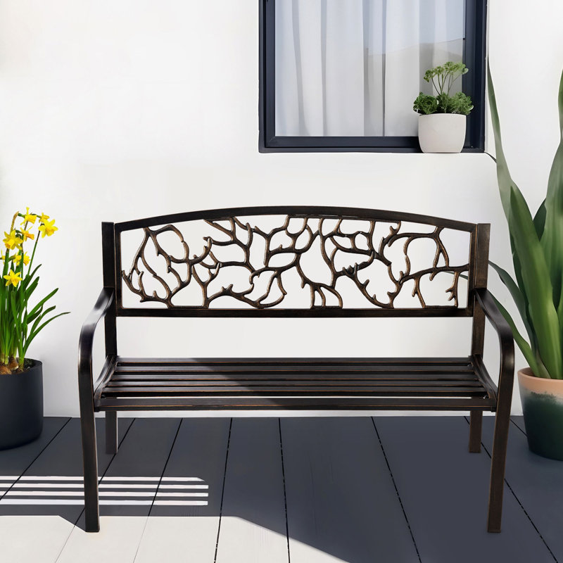 Banc d'extérieur en métal Laurieanne, Bronze antique