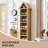 Tall Shoe Cabinet, 5 Tiers Geometric Narrow Cabinet with Storage, Modern Triangular Top Angled Arch with Adjustable Shelves, Shoe Cabinet w/Open Display Shelves-1990313594-2011242892