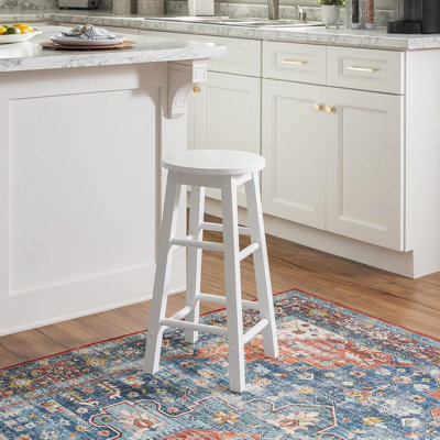 Counter Stool With Round Seat, Wood/Metal Finish