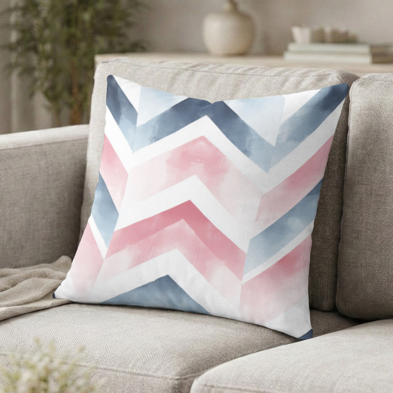 Coussin contemporain à motif de chevrons Boho, H 16 po x l 16 po