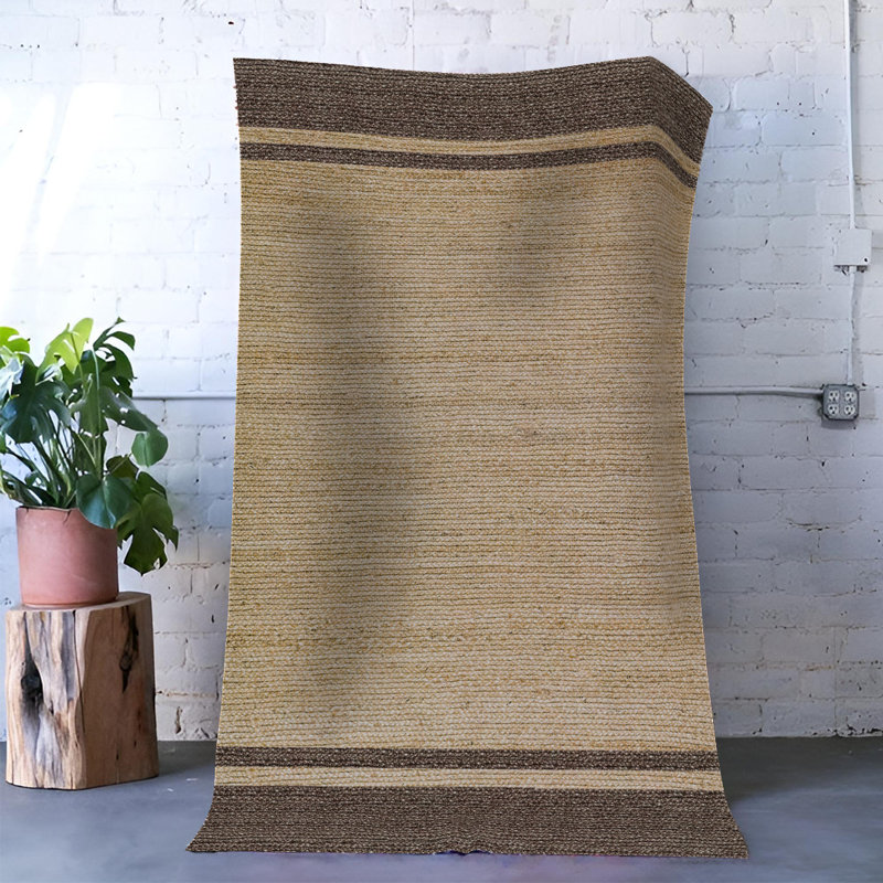 Beige Wicker Patterned Decorative Rug, Runner 3'9.81" x 6'6.74"