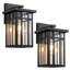 Applique murale extérieure noire mate avec une lumière de 26 cm (10,25 po) avec verre transparent-438861561