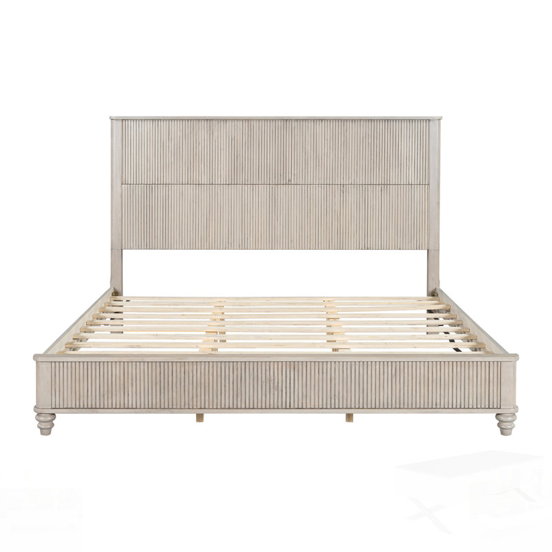 Base de lit plateforme avec tête de lit haute, aucun sommier nécessaire, bois massif, finition naturelle, idéale pour les chambres à coucher modernes et traditionnelles