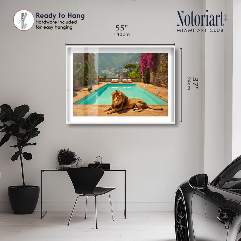 «Regal Oasis Shadowbox», art mural amusant par Notoriart, H 37 po x l 55 po, Cadre blanc