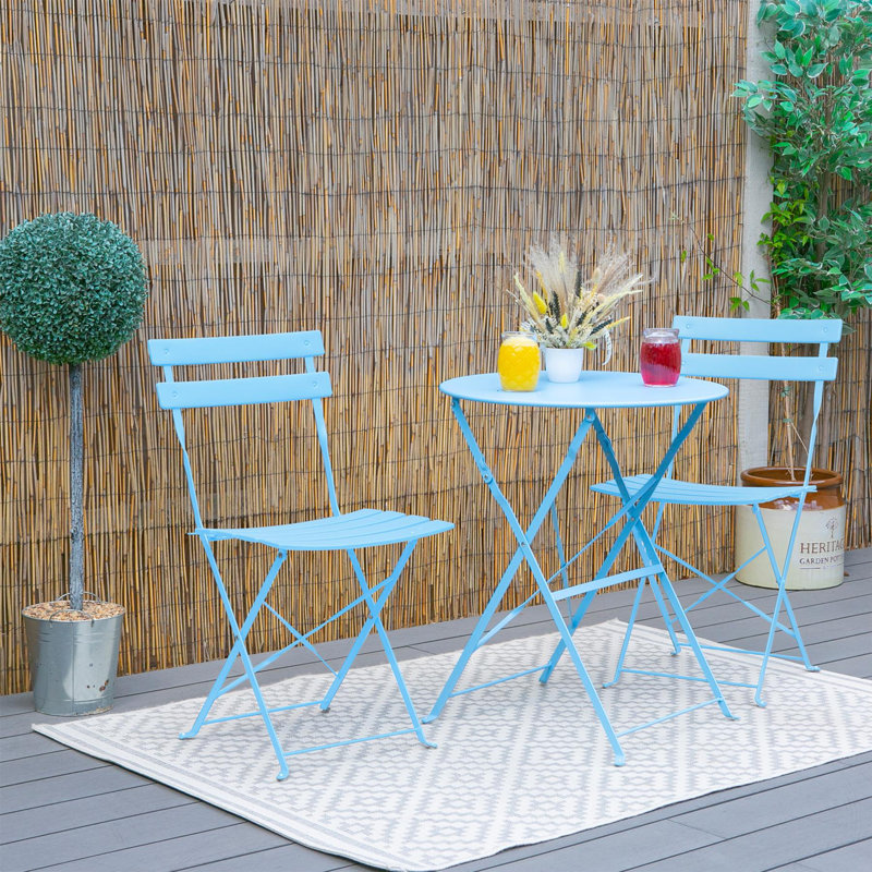 60cm Round Folding Table, Cornflower Blue
