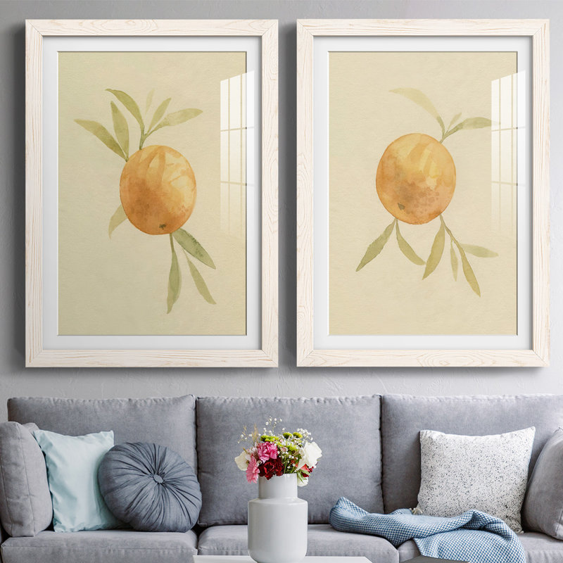 «Dappled Oranges I-Premium», reproduction encadrée prête à être accrochée, Blanc, H 27,5 po x l 75 po x P 1,5 po