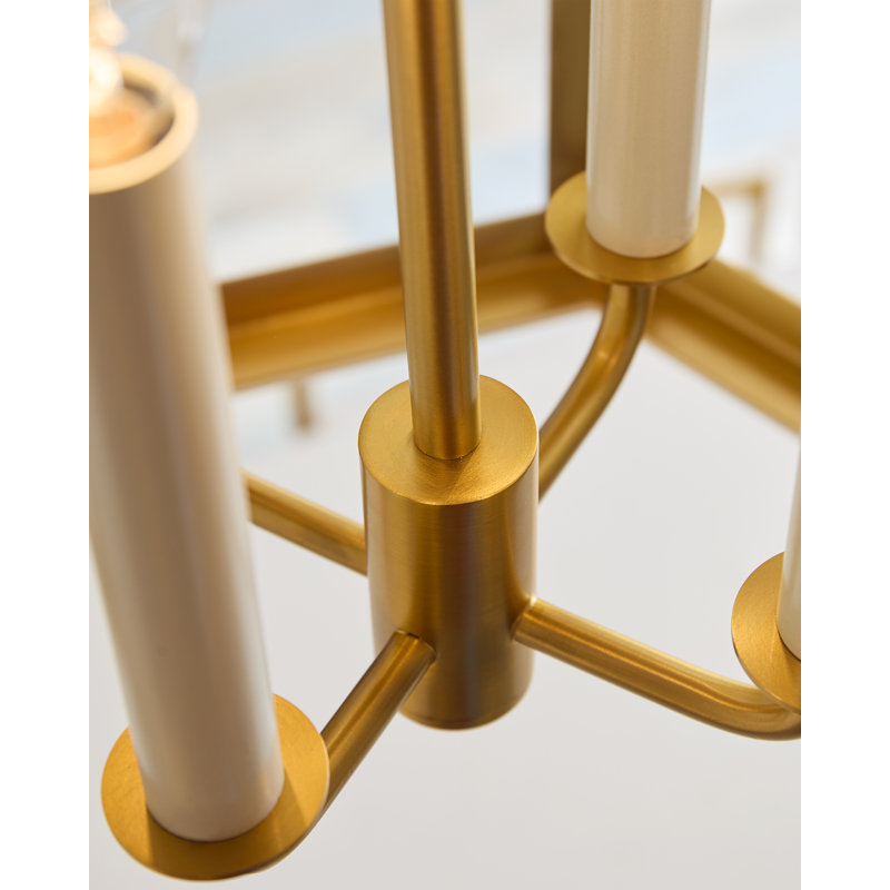 Curt 4 - Light Chandelier, Matte White/Burnished Brass