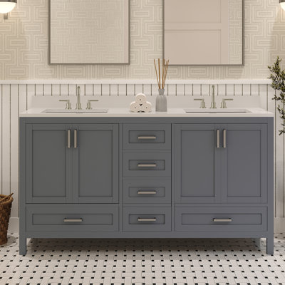Rutherford 60 In. Bath Vanity Cabinet With Top In Charcoal Grey Assembled