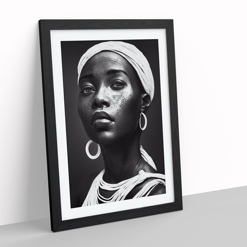 XV1022-5316X Woman Monochrome - Single Picture Frame Print, Black, 64cm H x 46cm W x 2cm D