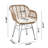 Antibes Modern Wicker 2-Person Patio Conversation Set with Polyester Cushions and Table in Tan and Cream-1471525745