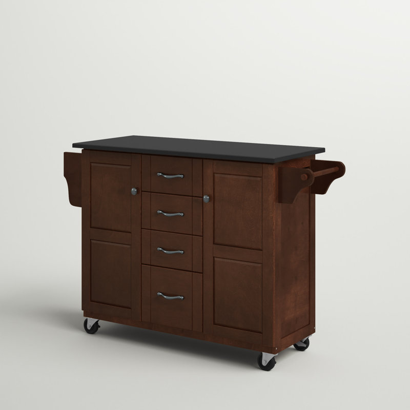 Sammie Granite Top Kitchen Cart, Granite Black
