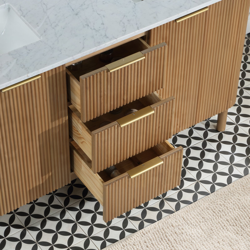 Kensington 60" Single Bathroom Vanity in Reeded Birch, Reeded Birch