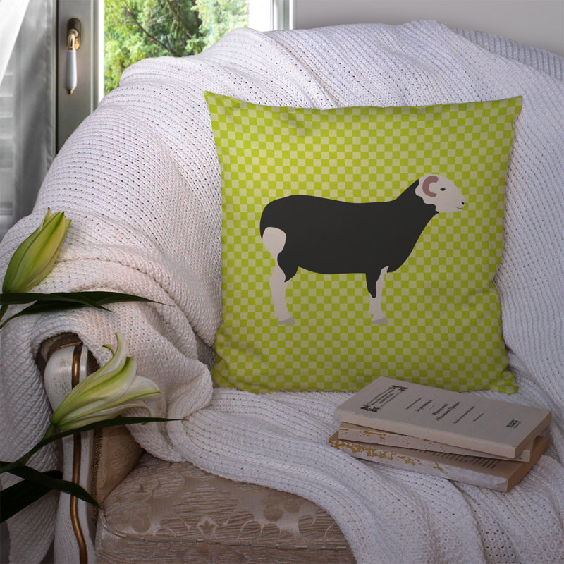 Coussin extérieur herwick ovin check, Vert, 14 po x 14 po