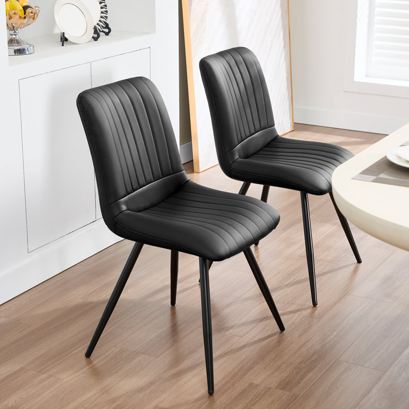 Upholstered Faux Leather Dining Chair, Black