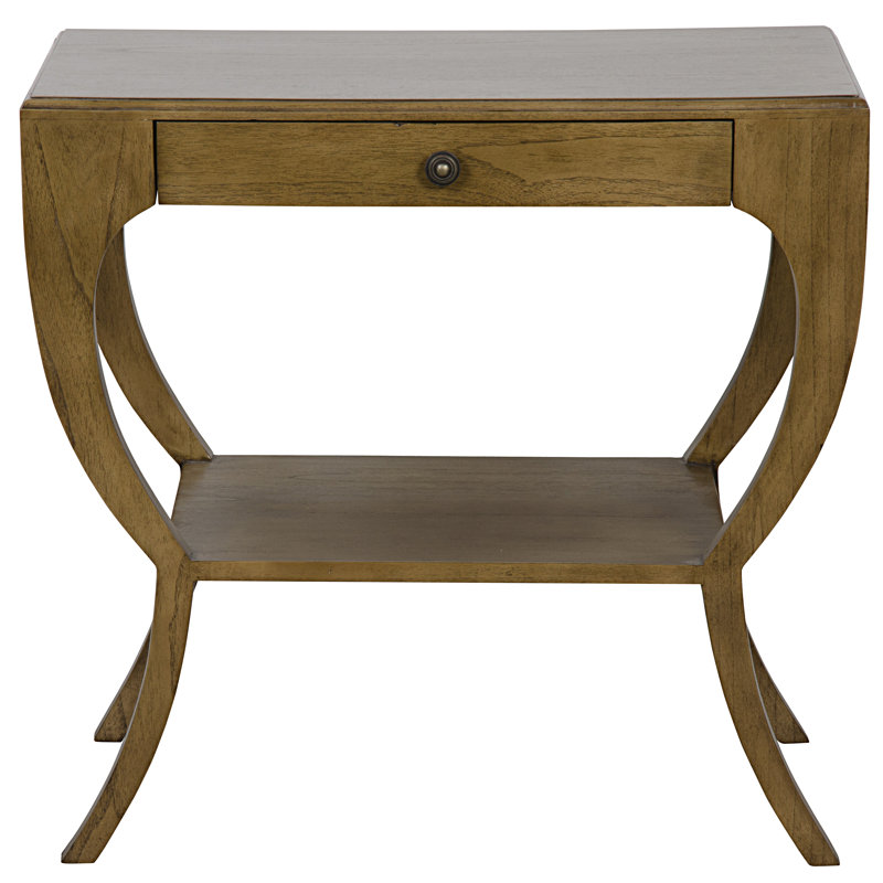 Maude Rustic Elegance Saddle Brown Nightstand with Storage