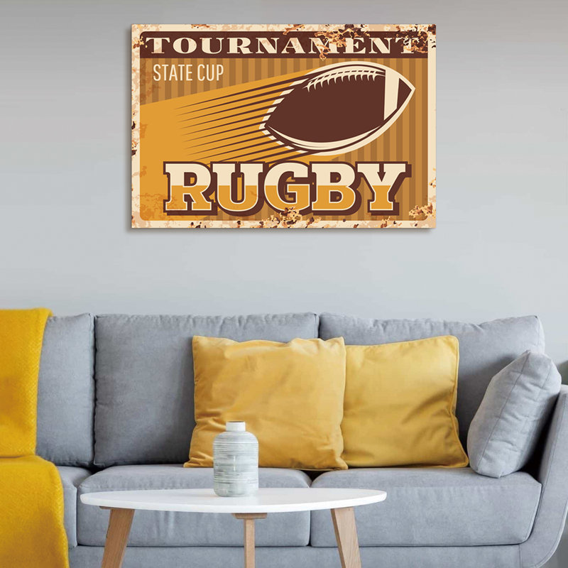 «Rugby» sur, H 12 po x l 18 po