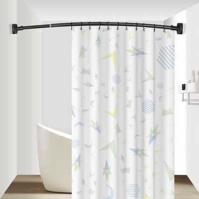 Curved Shower Curtain Rod, TOPROD Black Round Shower Curtain Rod 48-72 Inches Adjustable, Rounded Bowed Stainless Steel Shower Rods for Bathroom, Bathtub, Stall, More Shower Space, Need to Drill