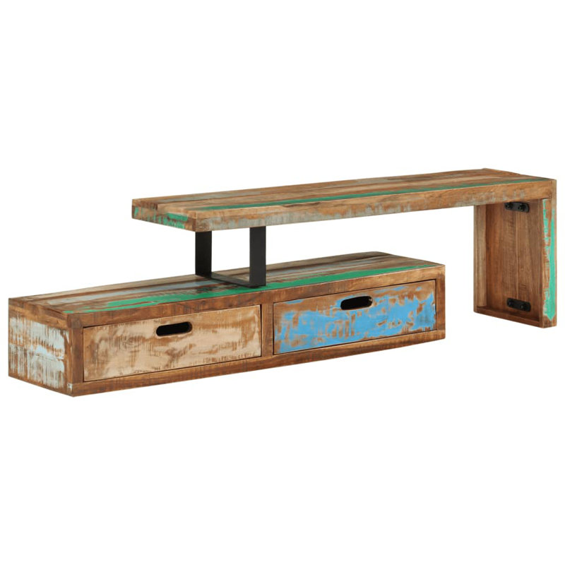 Meuble télé pour téléviseur de 28 po ou moins Keambria, solid reclaimed wood, Multicolor