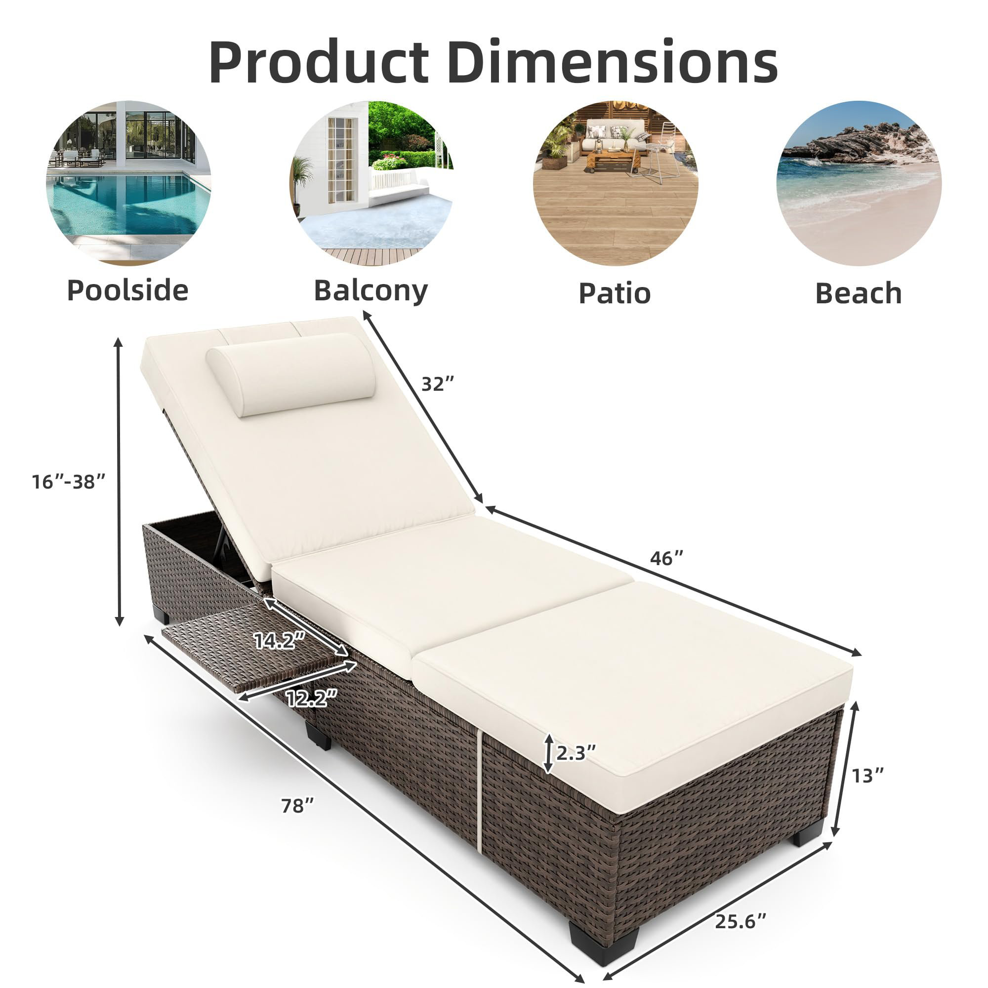 Latitude Run® Pool Lounge Chairs Outdoor Set of 2, PE Wicker Rattan ...