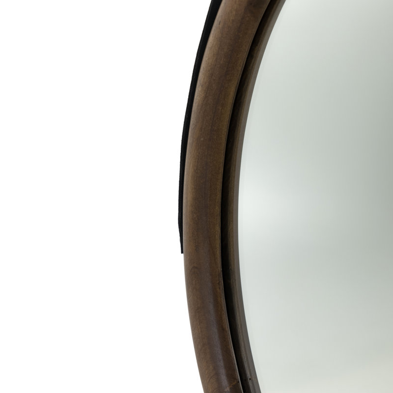 Des Round Solid Wood Mirror, Auburn Poplar