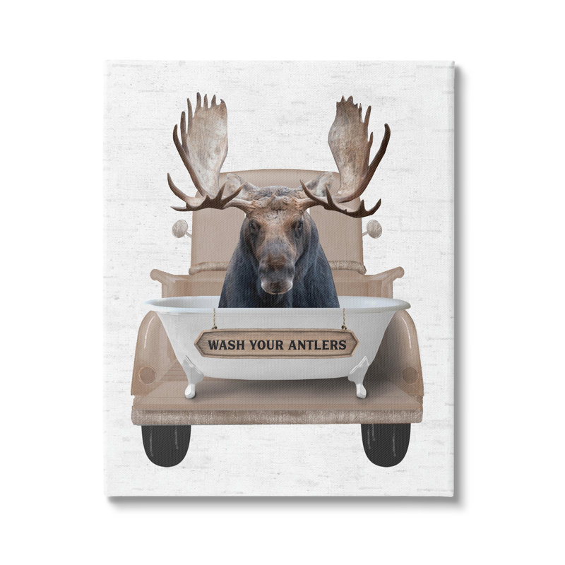 «Wash Your Antler Truck On Canvas», impression par lettres et lignes, H 20 po x l 16 po x P 1,5 po