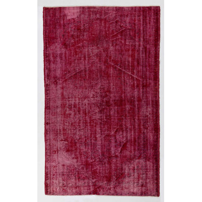 Tapis turc moderne délavé à la main 5,8 x 9,6 pi surteint en rouge