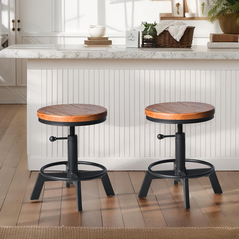 Tabouret pivotant en bois massif Erandekar