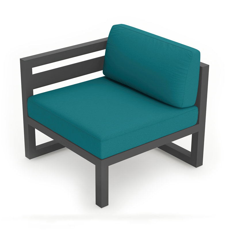 Avion Outdoor One Arm Lounge Chair, Canvas Charcoal Sunbrella® Canvas, Slate