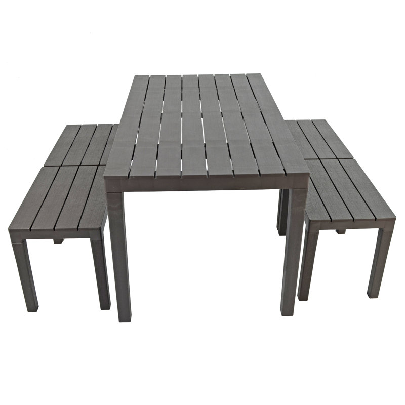 Roann Rectangular Table with 4  Bench Garden Set Coffee