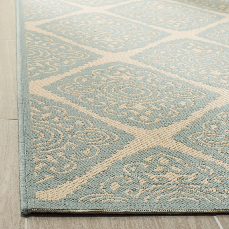 Burnell Performance Damask Indoor/Outdoor Area Rug, Square 6'7"