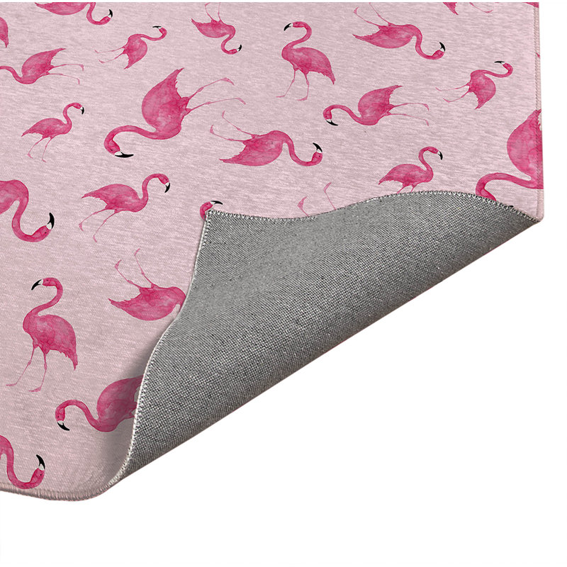 Tapis de cuisine antidérapant Summer Flamingo, Rectangle 5 pi x 7 pi, Rose