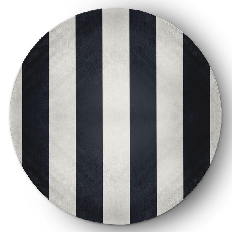 Brodus Chenille Striped Indoor Rug, Round 5'