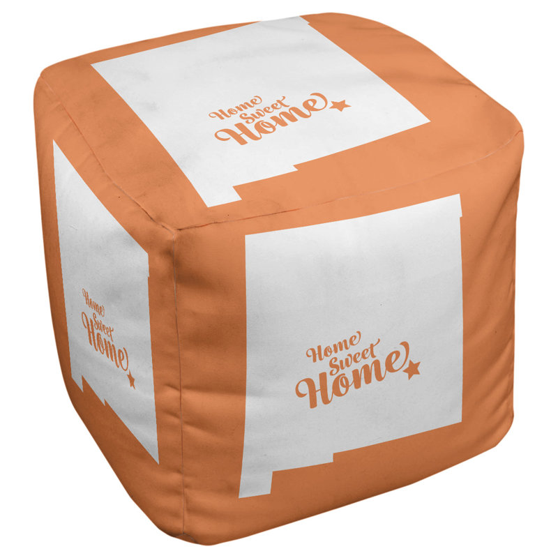 Upholstered Polyester Blend Cube, Orange