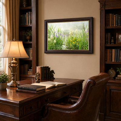 Art mural antique sur toile encadré doré pour le salon, la chambre à coucher, le bureau ou le vestibule - Décoration murale décorative avec fleurs sauvages