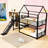 House-Shaped Multi-Functional Metal Bunk Bed with Built-in Stair Storage and Slide-337228568